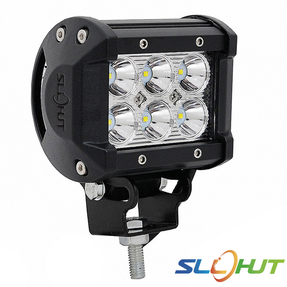 SLLHUT DC12-24V 6LEDs 18W 4-inch Double Row Work Light Car Modified Spotlight Off-road Roof Searchlight Three Eyepieces External Auxiliary